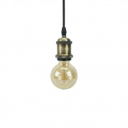 Kit 03x Pendente Soquete Bronze 1e27 Vintage Cordão + Lâmpada Filamento LED