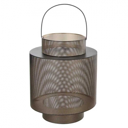 Lanterna Decorativa de Metal Preto e Bronze 30cm SD0275 BTC