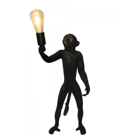 Luminária de Mesa Abajur Macaco em Resina Preto 55cm 1E27