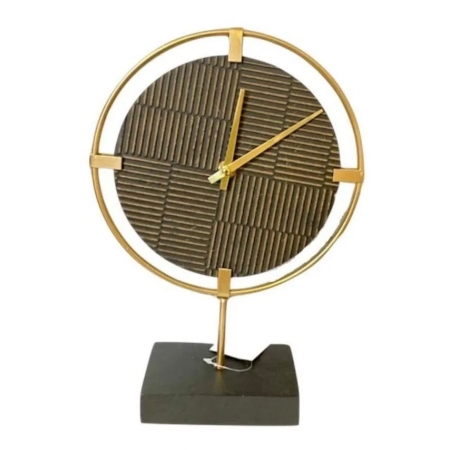 Peça Decorativa Relógio Madeira e Metal Preto e Dourado 36,5cm NK0173 BTC