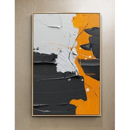 Quadro Decorativo Abstrato com Moldura em Metal Dourado 80x60cm