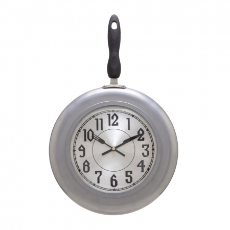 Relógio de Parede Frigideira Prata 48cm