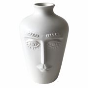 Vaso Decorativo Cerâmica Face Branco 18x11cm BTC