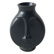 Vaso Decorativo Cerâmica Face Preto 14x11cm BTC