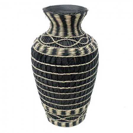 Vaso Decorativo de Bambu com Trançado Preto e Natural 36cm RMH0007 BTC