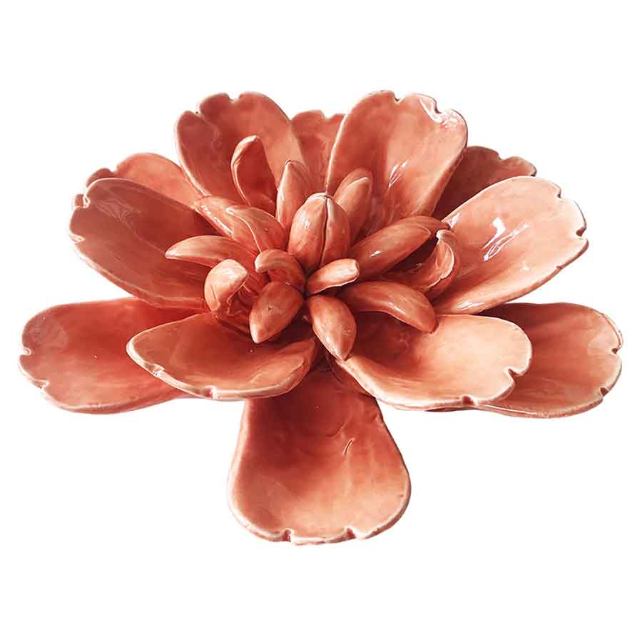 Adorno Flor Decorativa Ceramica Salmão DL0040