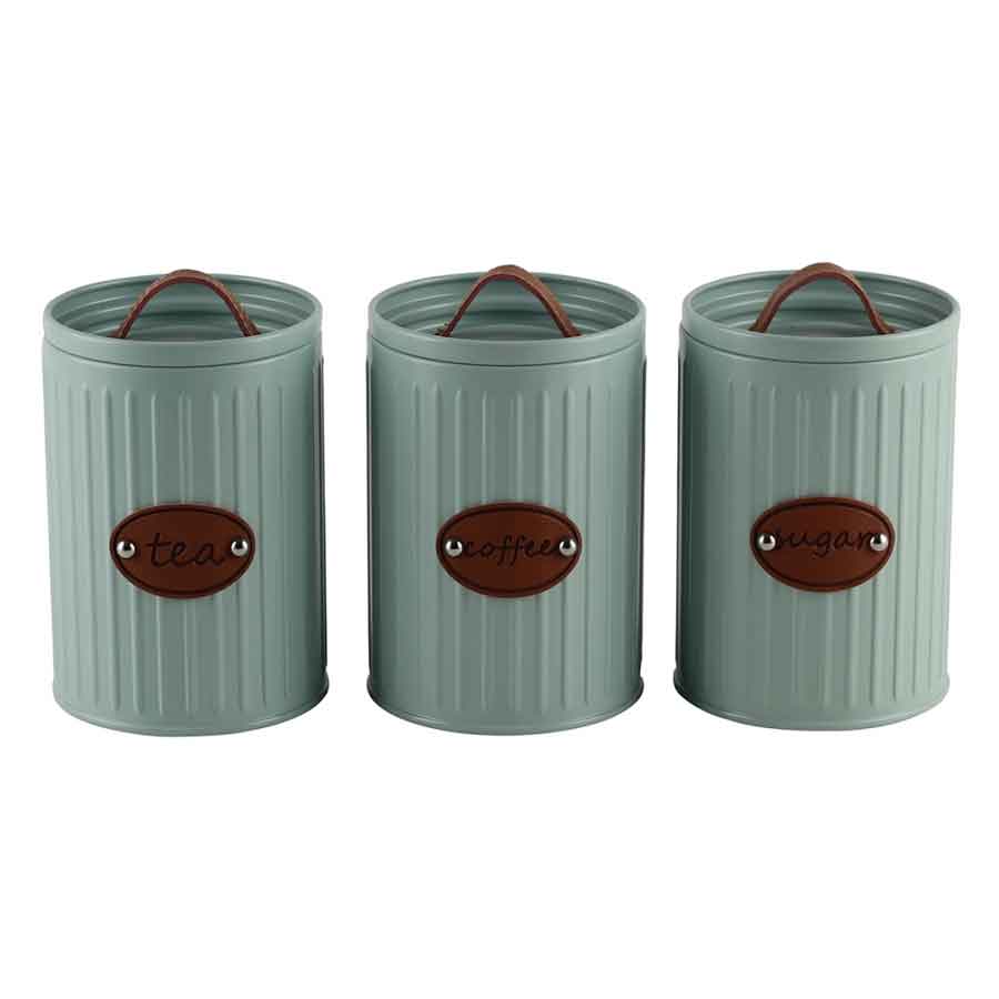 Conjunto Porta Condimentos Metal Verde Detalhe Couro UC0001 BTC