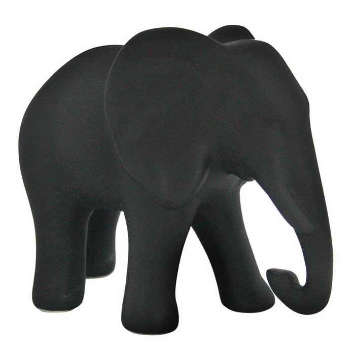 Escultura Elefante Decorativo de Ceramica Preto 12cm BTC