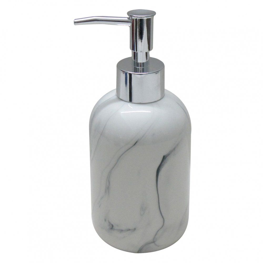 Porta Sabonete Liquido Ceramica Branco/Cinza 18x7CM CQ0009