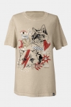 Camiseta T-shirt Gato Catnip Bege
