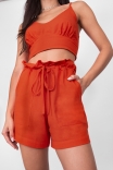 Top Cropped Linen Scarlet