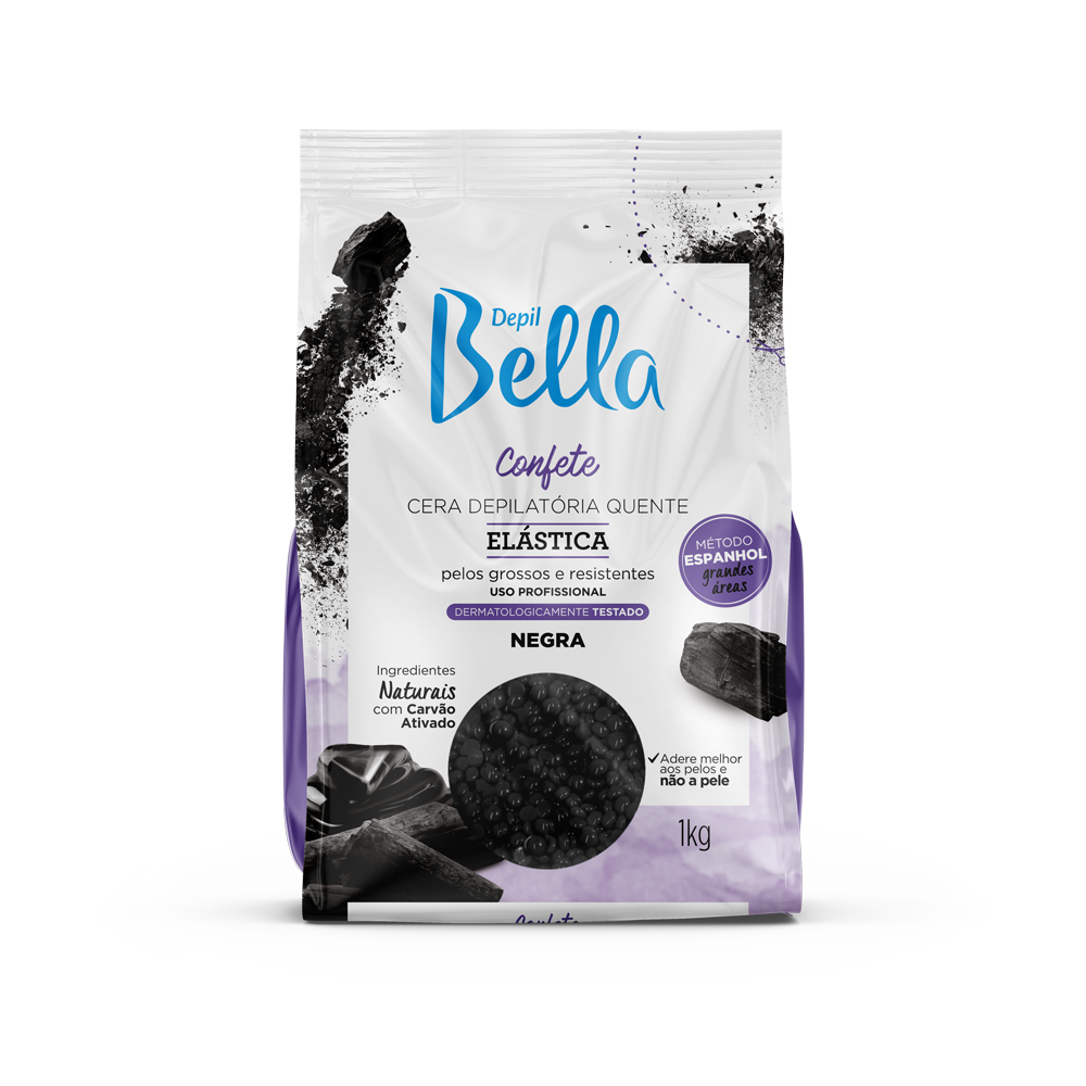 Cera Confete Elástica Negra Depil Bella 1kg