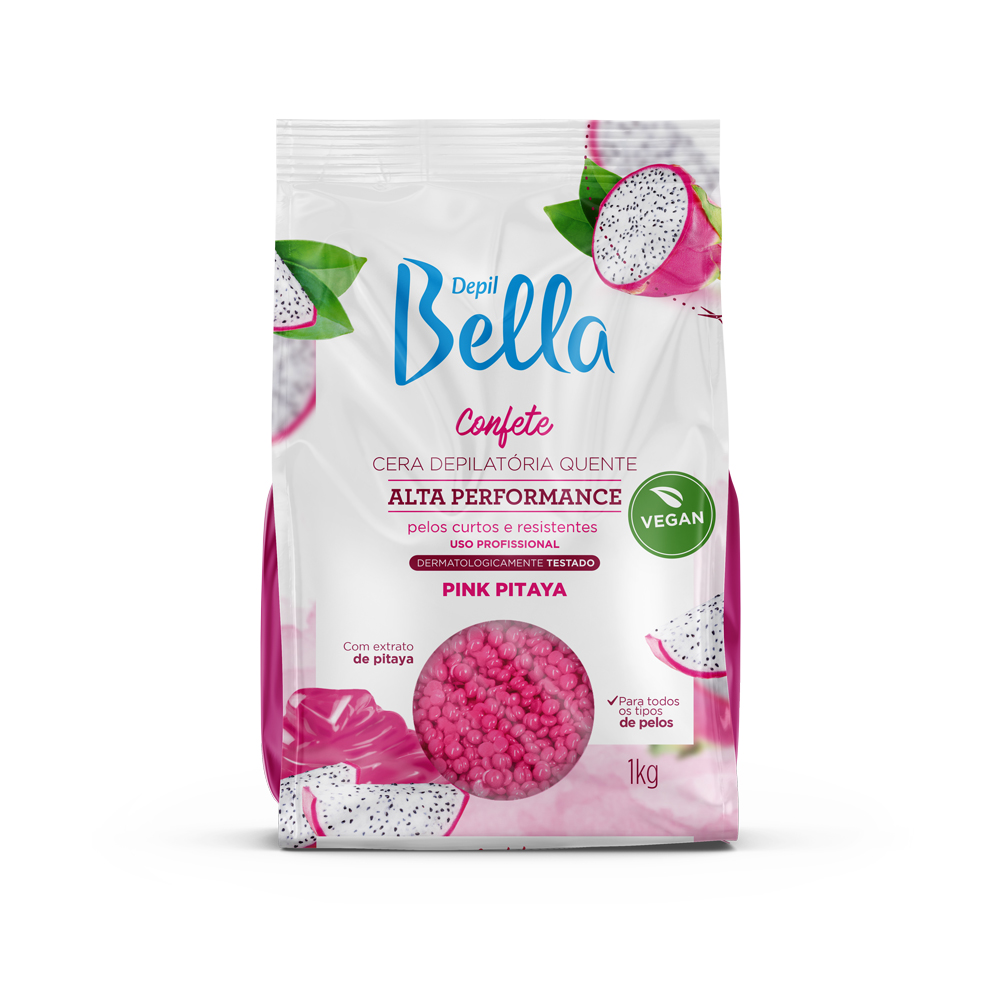 Cera Confete Pink Pitaya Vegana Depil Bella 1kg