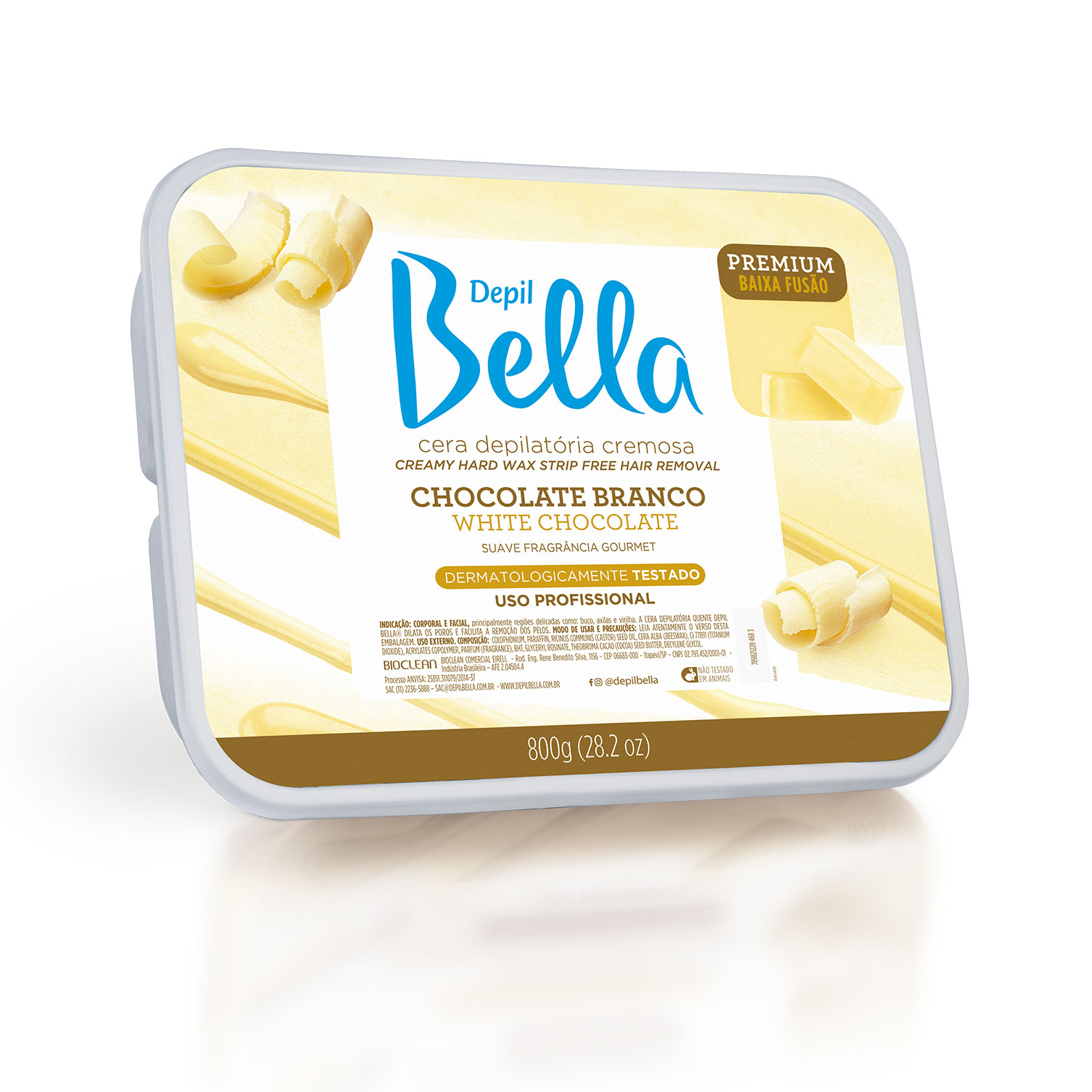 Cera Cremosa Elástica Chocolate Branco Premium Depil Bella 800 g