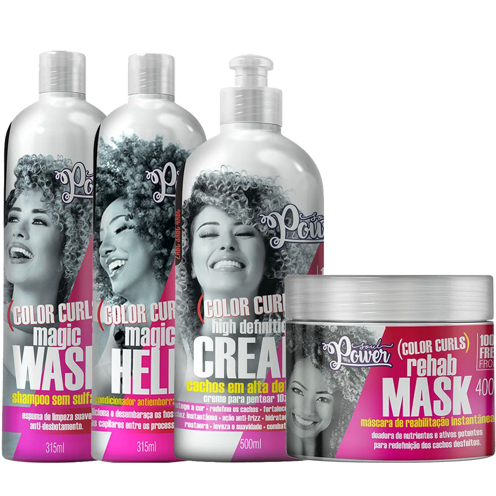 Kit Soul Power Color Curls com Shampoo Condicionador Máscara e Creme de Pentear