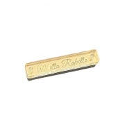 Etiqueta Tag Personalizada em acrílico dourado espelhado 2,5 x 0,5cm