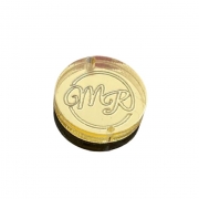 Etiqueta Tag Personalizada em acrílico dourado espelhado 2x2 diâmetro