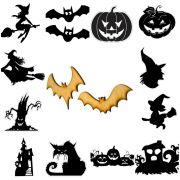 kit 12 Apliques variados Halloween com furos laterais para varal ou decorações em geral - 15cm cada