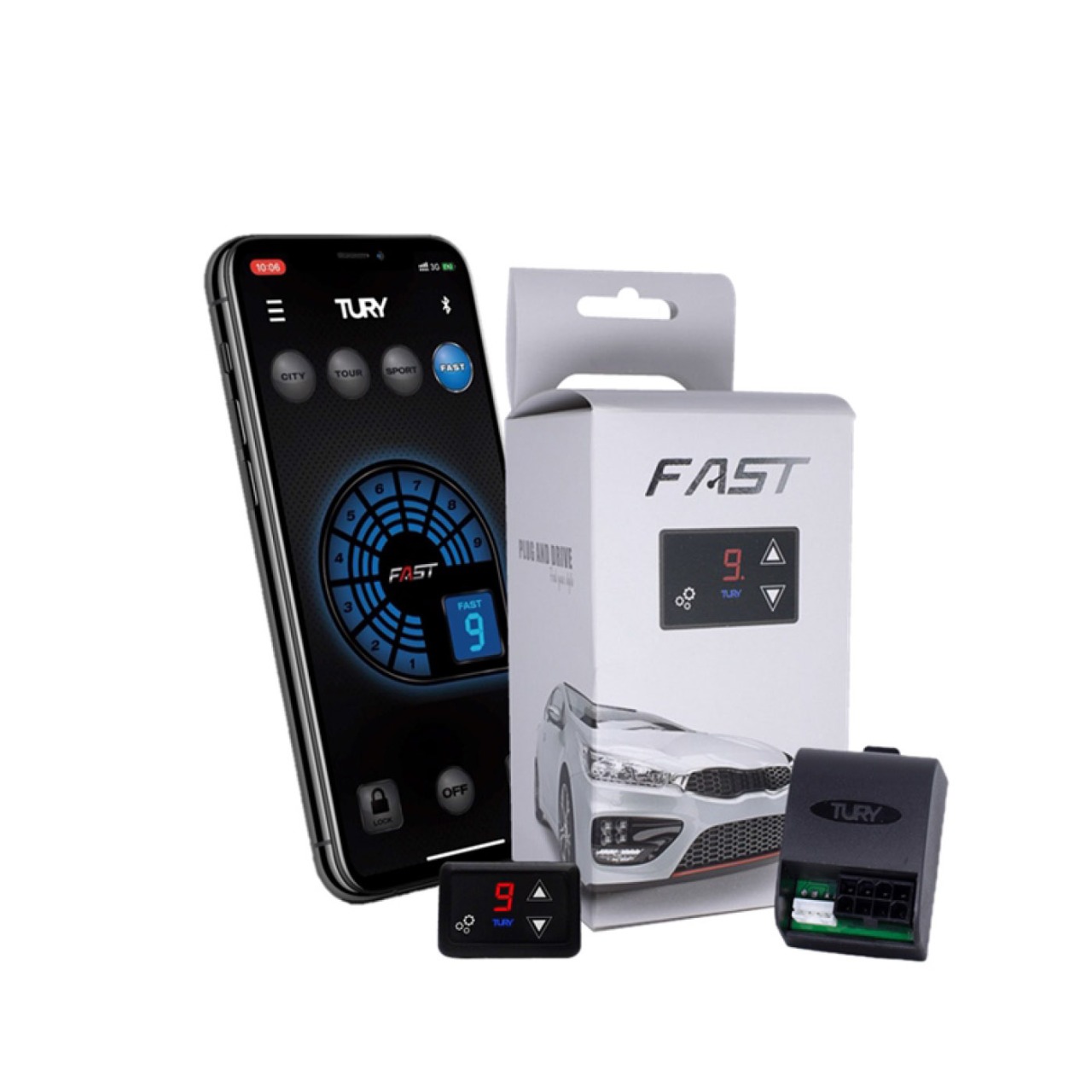 Chip Acelerador Eletrônico com Bluetooth Pedal Delay Tury Fast FAST2.0T