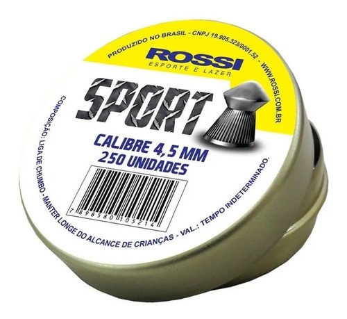Chumbinho Sport 4.5mm 250 Unidades - Rossi