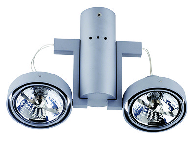 Spot Professional 2 luzes p/AR70 50W 12V (inclui Lâmp. e transf. 127V)-Prata