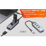 Adaptador USB-C Para HDMI 4K HS-226