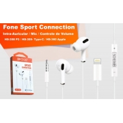 Fone Estéreo + Microfone / Conector Lightning  Bluetooth HS-360