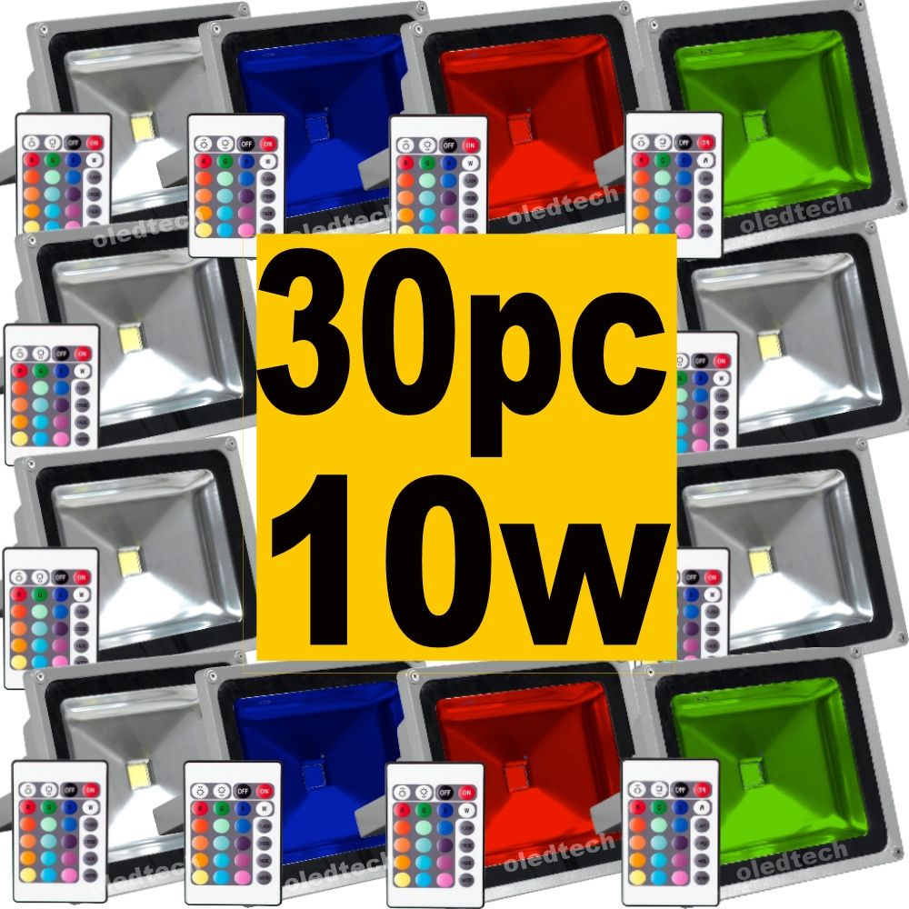 30x Refletor Holofote Super Led RGB 10W