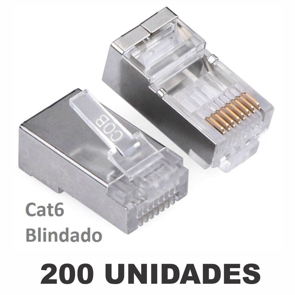 Kit Conector Blindado CAT6 RJ45 (200 unidades) 