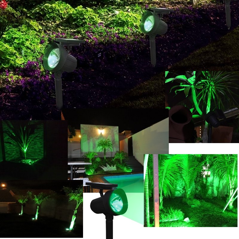 Luminária Solar de Jardim Refletor Led Verde