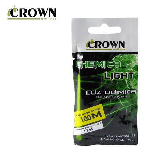 Luz Química Crown P/ Pesca 7.5 x 75mm Green - Cartela C/2 Peças  - Life Pesca