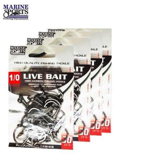 Anzol Live Bait Nº 1/0 Black Nickel - Marine Sports - 30 Peças - Life Pesca - Sua loja de Pesca, Camping e Lazer