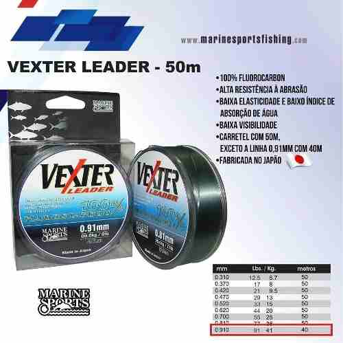 Linha Fluorcarbono Vexter Leader 0,47mm 28,66lb/13kg - 50 Metros - Life Pesca - Sua loja de Pesca, Camping e Lazer