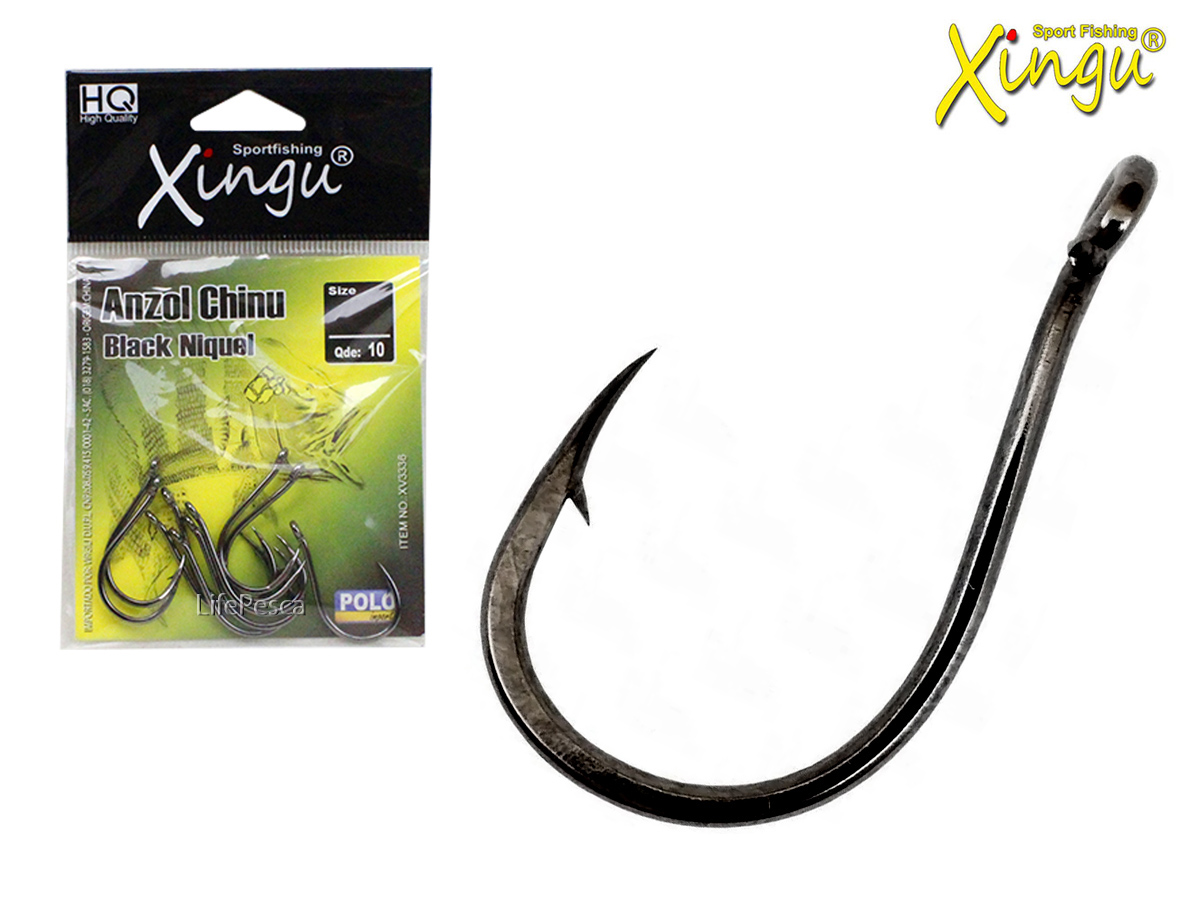 Anzol Chinu Black Níquel Xingu Nº 7 - 10 Peças