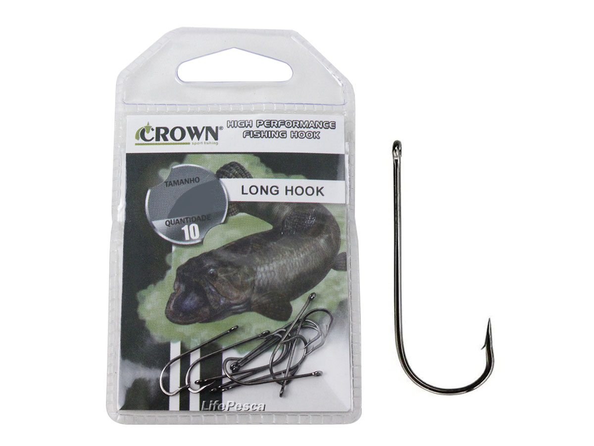 Anzol Crown Long Hook Black (Perna Longa) Nº 6/0 - 5 Peças