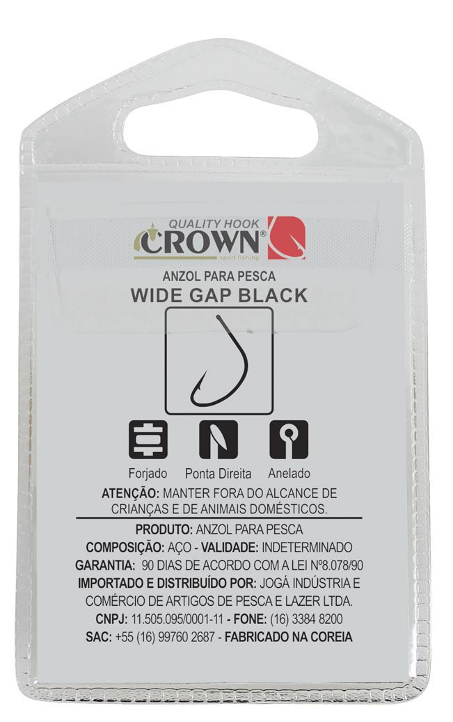 Anzol Crown Wide Gap Black Nº 3/0 - 10 Peças  - Life Pesca - Sua loja de Pesca, Camping e Lazer