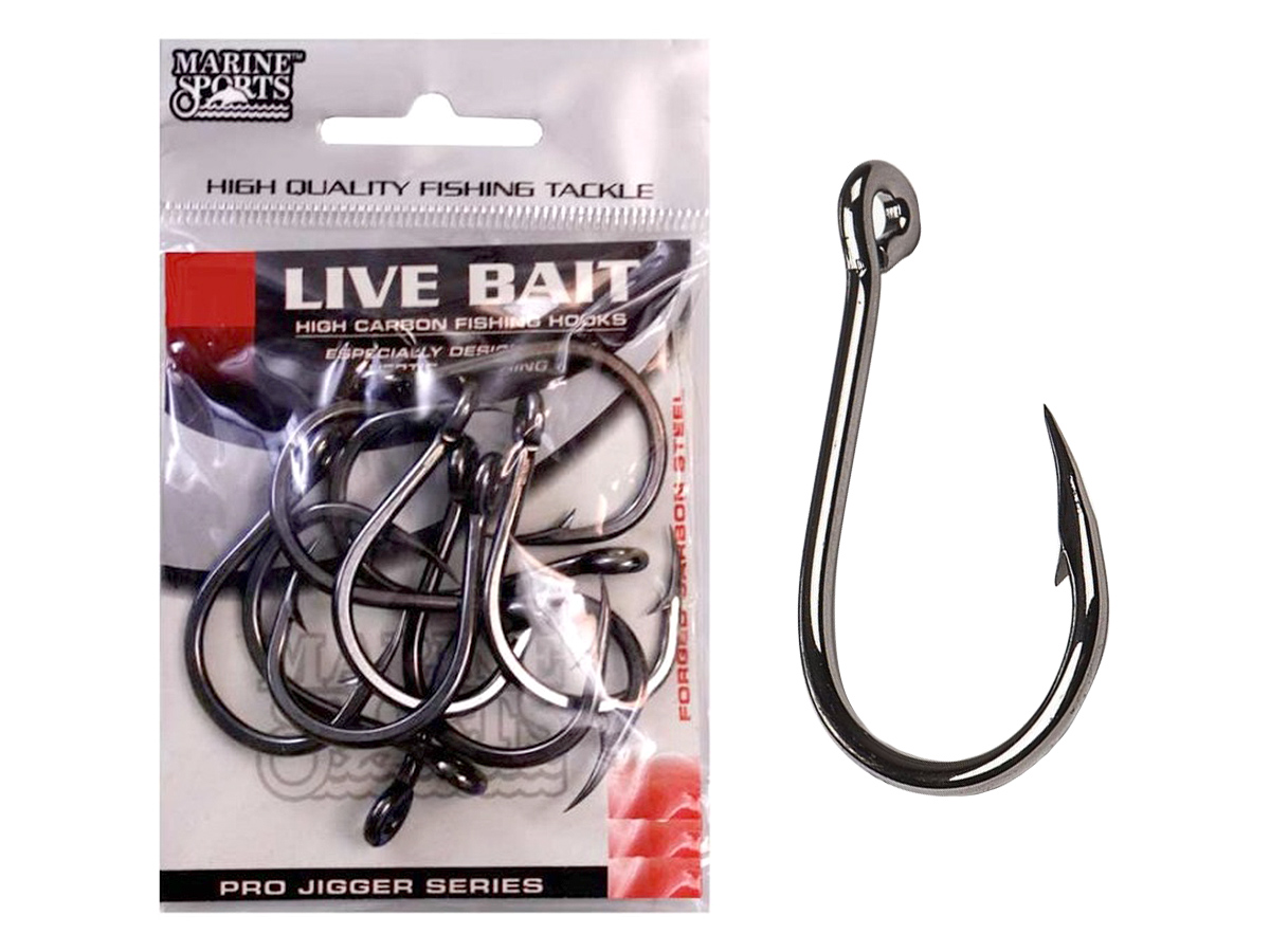 Anzol Live Bait Nº 13/0 Black Nickel - Marine Sports - 10 Peças - Life Pesca