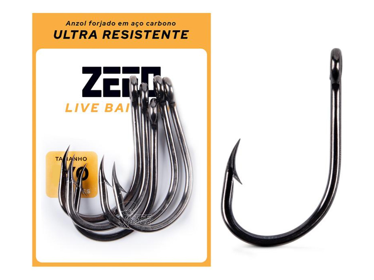 Anzol ZEEO Live Bait Ultra Resistente Nº 4/0 - 10 Peças