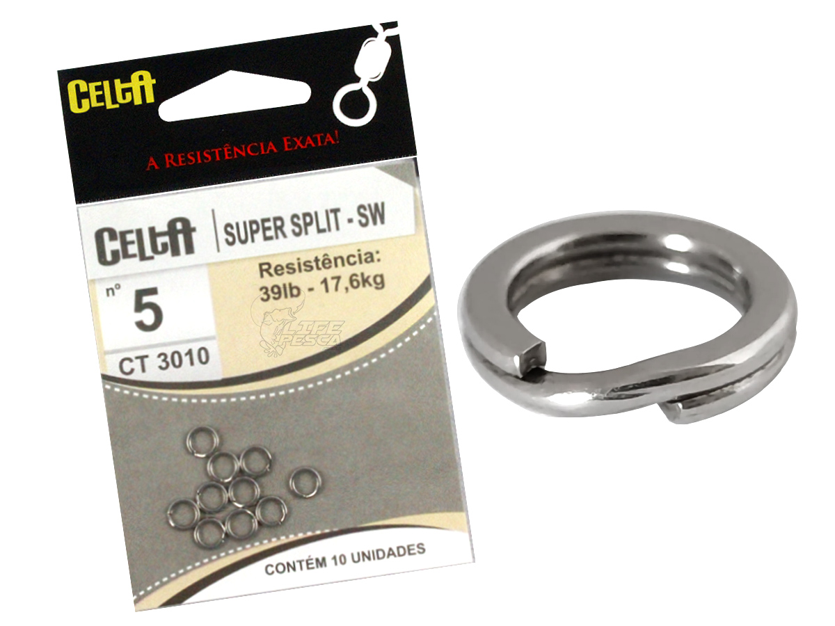 Argola Super Split Ring-SW Celta Nº 5 39lb / 17,6kg - 10 Peças