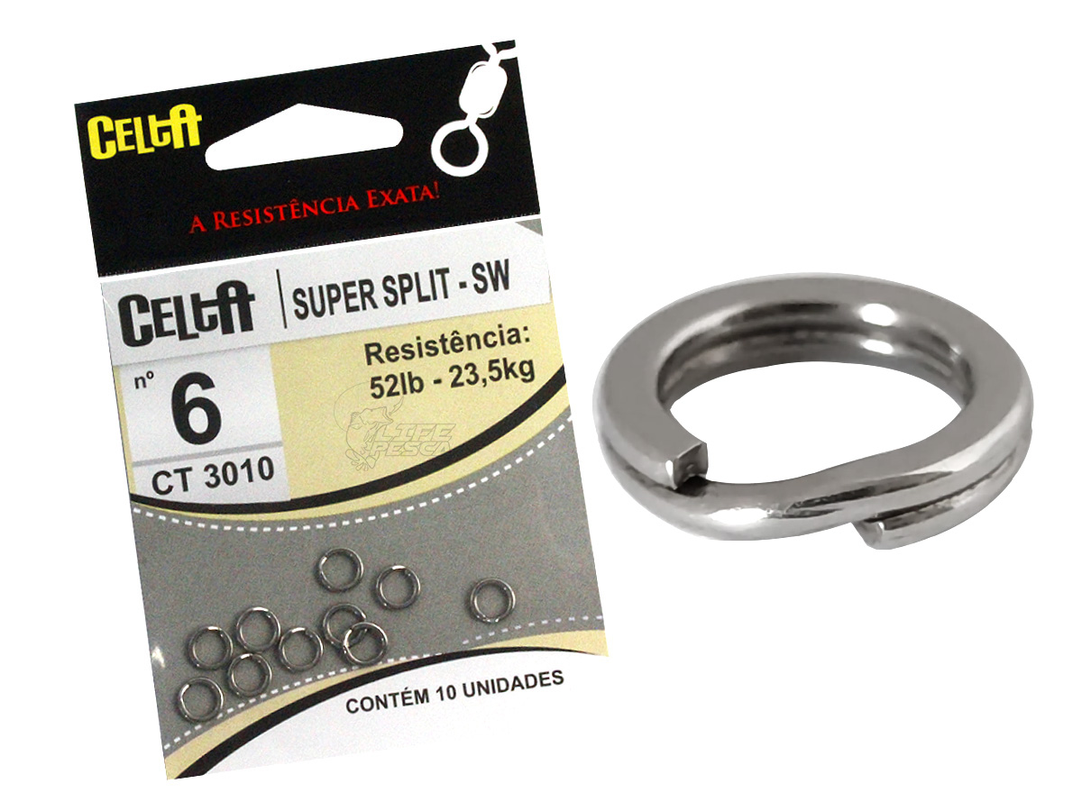 Argola Super Split Ring-SW Celta Nº 6 52lb / 23,5kg - 10 Peças