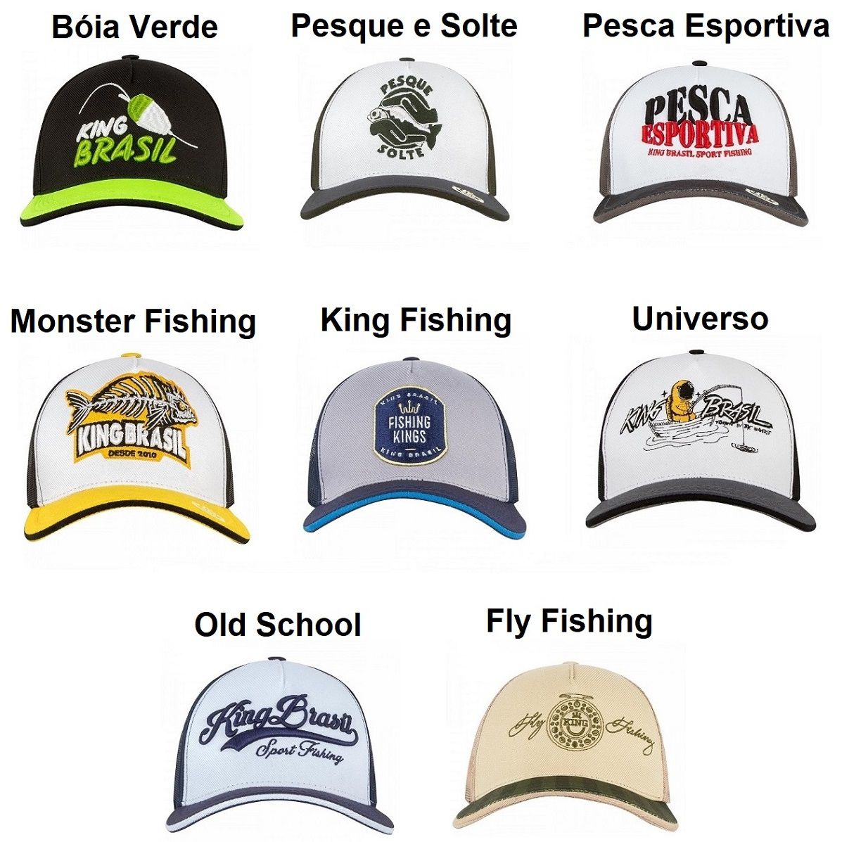 Boné King Brasil - Telado [Vários Modelos]  - Life Pesca - Sua loja de Pesca, Camping e Lazer