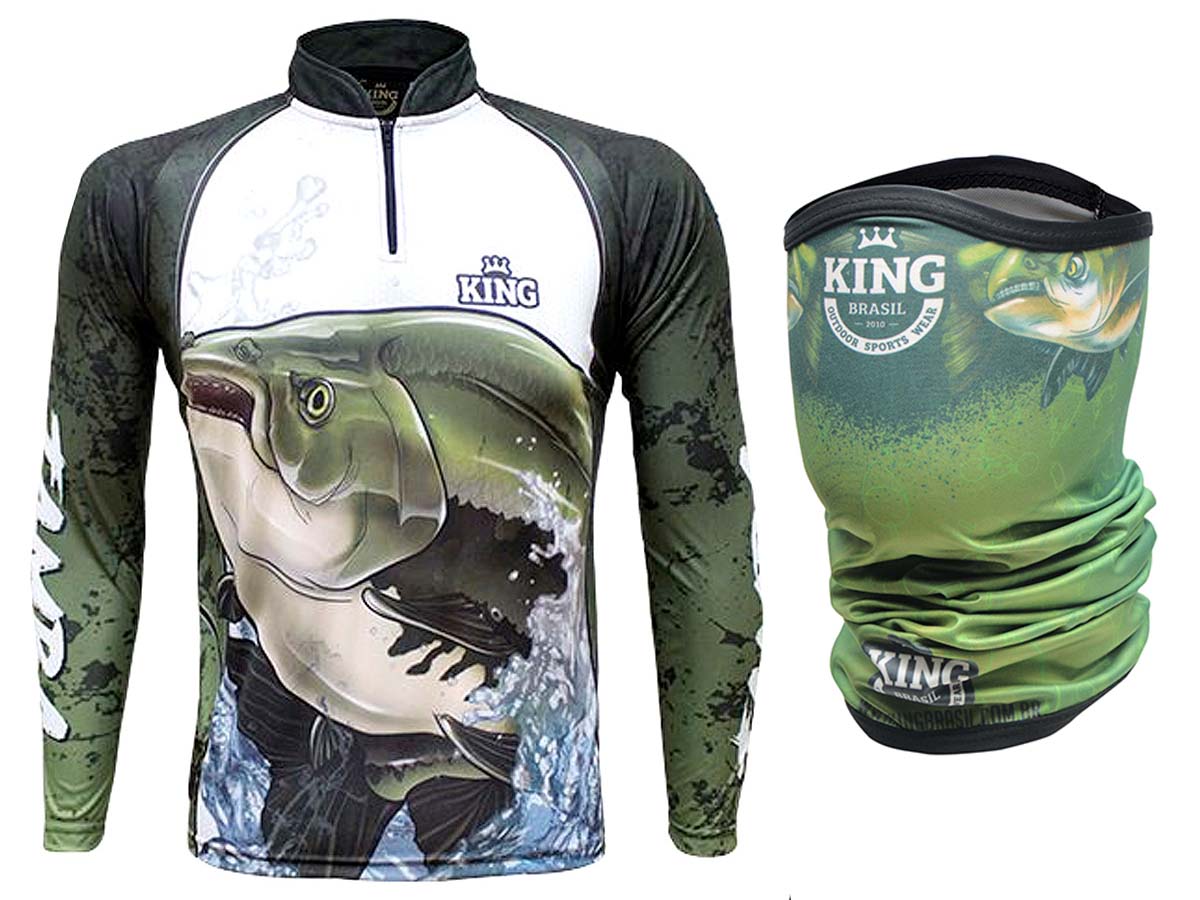 Camiseta De Pesca King Proteção Solar Uv KFF648 - Tamba + Bandana