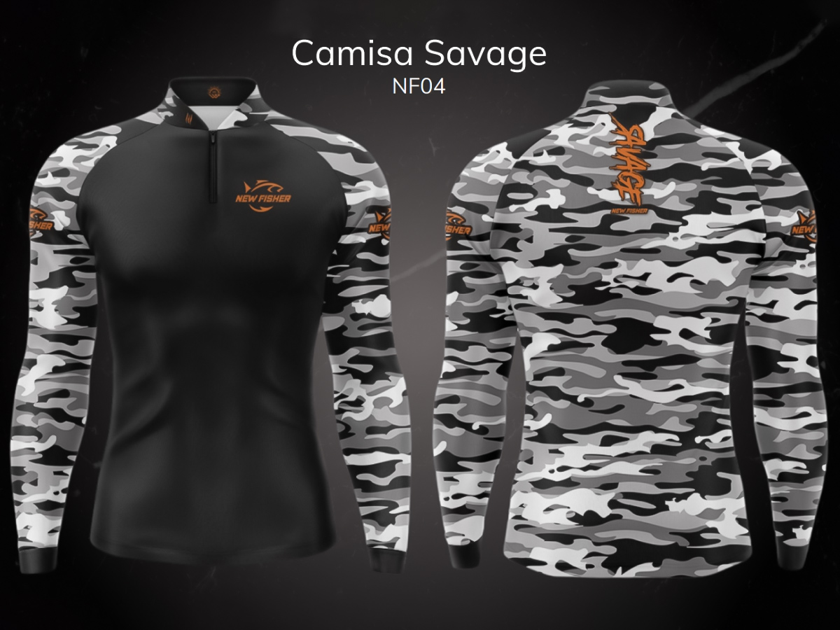 Camiseta De Pesca New Fisher Proteção Solar UV NF04 - Savage  - Life Pesca
