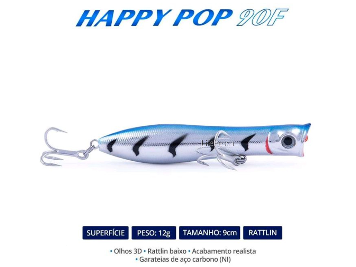 Isca Artificial Maruri Happy Pop 90F 9cm/12gr - Várias Cores - Life Pesca - Sua loja de Pesca, Camping e Lazer