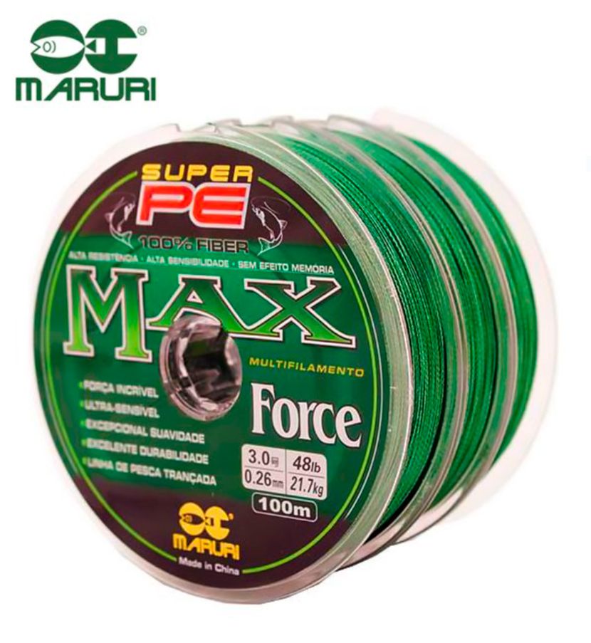 Kit 3 Linhas Multifilamento Maruri PE Max Force 0,23mm 30lbs/13,6kg - (3x 100 Metros)