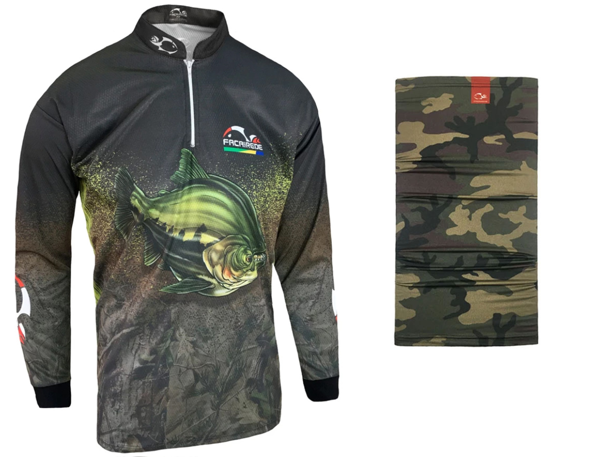 Kit Camiseta de Pesca Faca na Rede CS - Tambaqui 2021 + Bandana