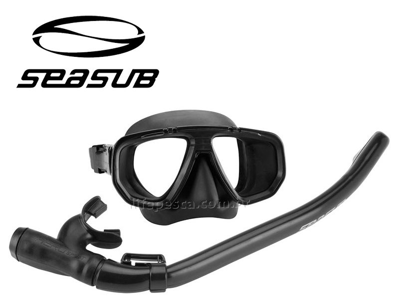 Kit Mergulho Dua Pro Máscara e Respirador Snorkel Seasub - Várias Cores