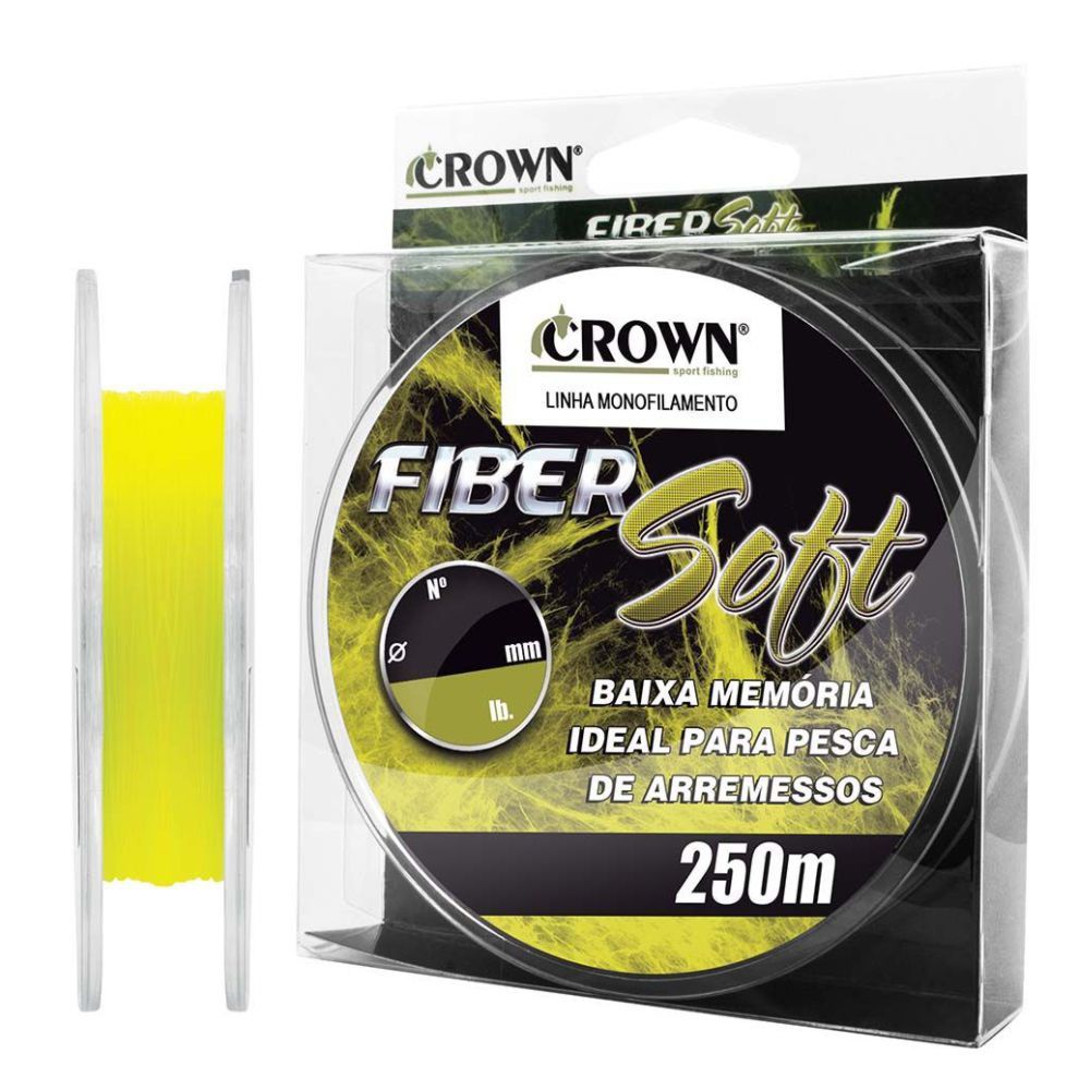 Linha Monofilamento Crown Fiber Soft 0,33mm 22lb/9,96kg - 250 Metros 