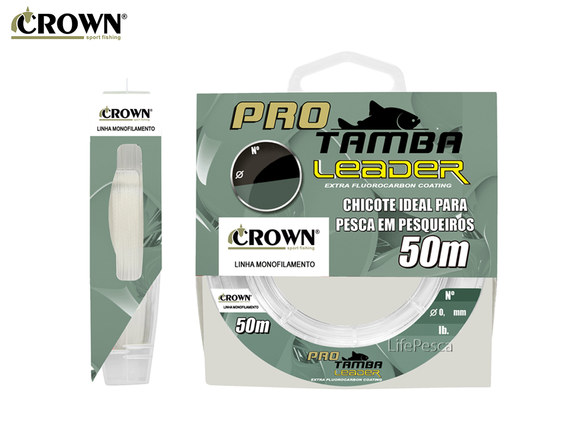 Linha Monofilamento Fluorcarbono Pro Tamba Leader Crown 0,52mm 35lb/15,8kg - 50 Metros