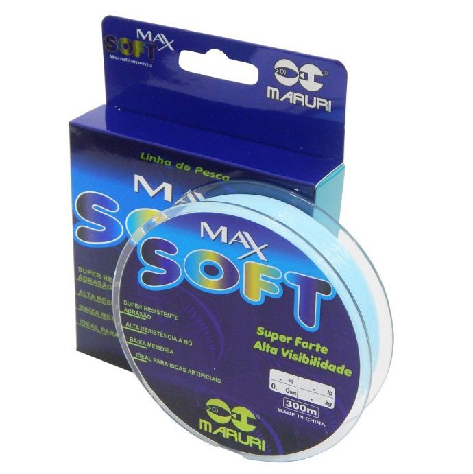 Linha Monofilamento Maruri Max Soft 0,26mm 12,70lb/5,77kg - 300 Metros (Azul Claro)